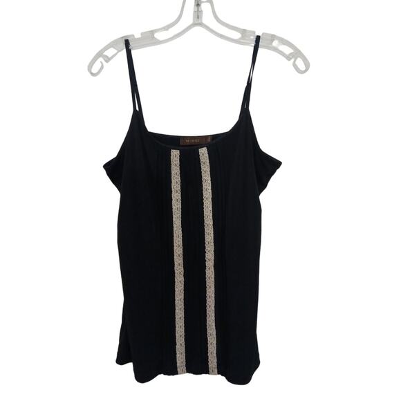 The LIMITED Top Sz Large BLACK w Ivory Lace Detail Spaghetti Straps BOHO Vintage - Picture 1 of 13